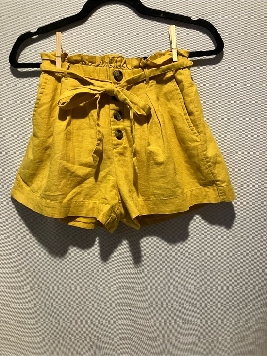 American Eagle Outfitters Pants - American Eagle Outfitters Yellow Paperbag Waist Tie-Front Shorts